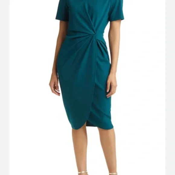Tahari ASL Dresses Tahari Asl Green Sheath Dress Short Sleeve